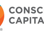 Logo of Conscious Capitalism with an orange and blue heart symbol.
