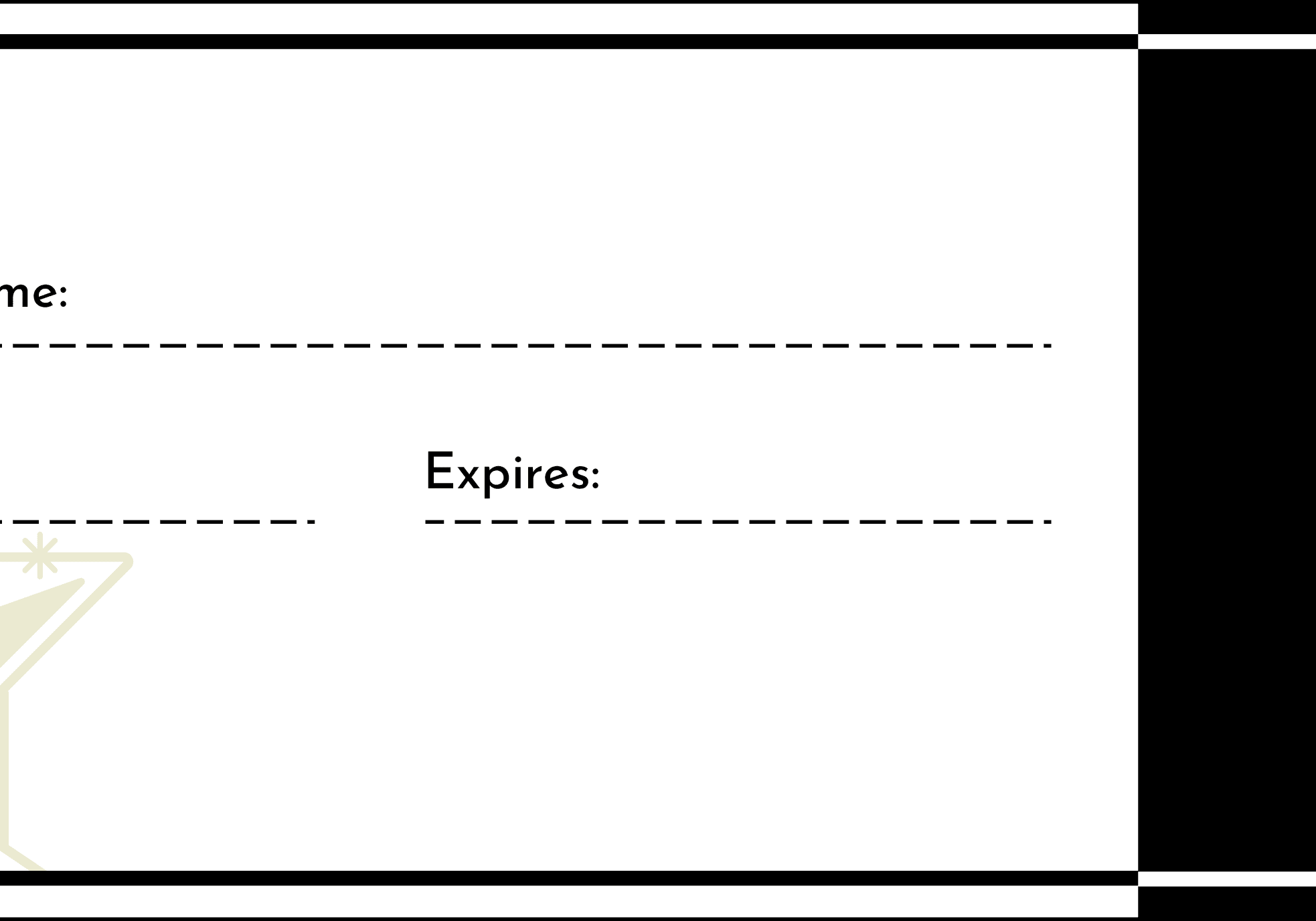 Gift certificate template with drink icons.