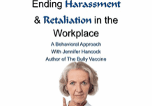 Elderly woman advocating against workplace harassment.